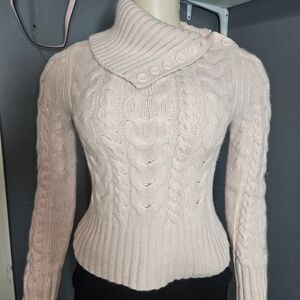 Women's Pink Cable Knit Sweater